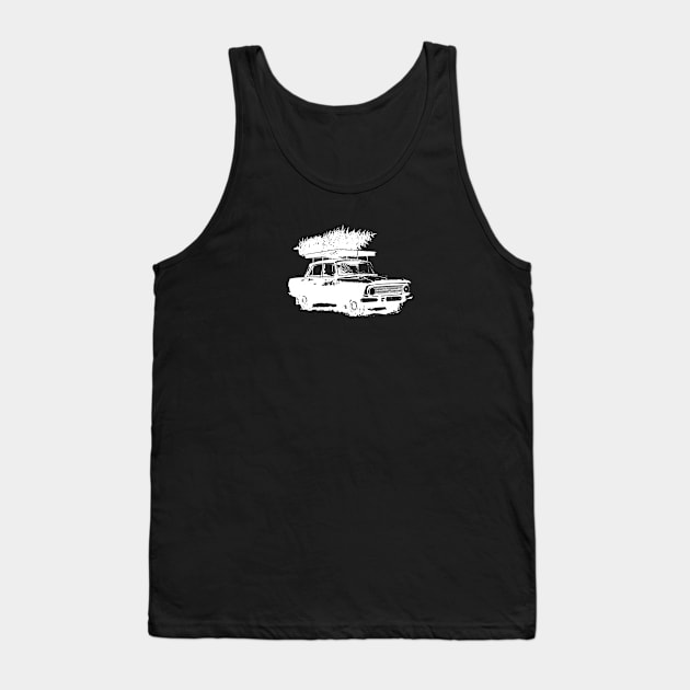 Christmas Tree on Vintage Car in Winter Tank Top by Spindriftdesigns